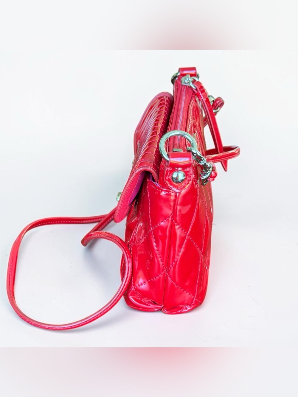 Coach Poppy Red Liquid Gloss Patent Leather Crossbody Bag Y2K - Picture 13 of 14